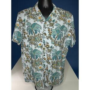 Hurley Hawaiian Shirt Mens Large Palm Tree Floral Aloha Surf Beach Button Up
